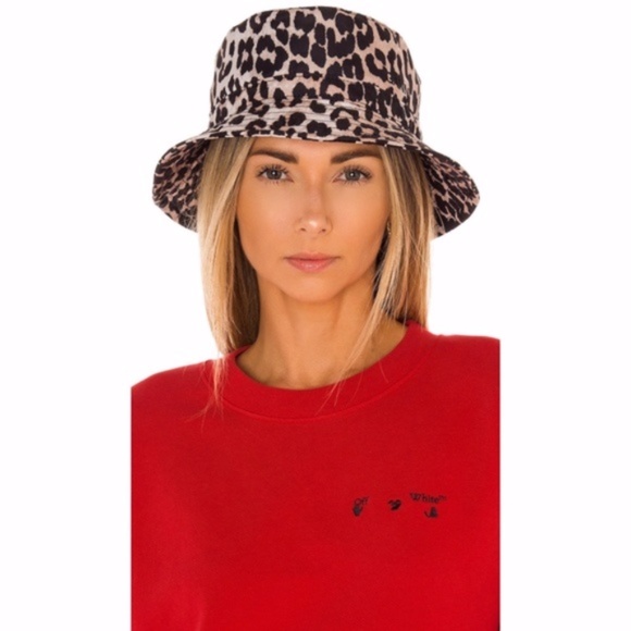 NEW Ganni Recycled Tech Bucket Hat Leopard XS/S - Picture 4 of 16